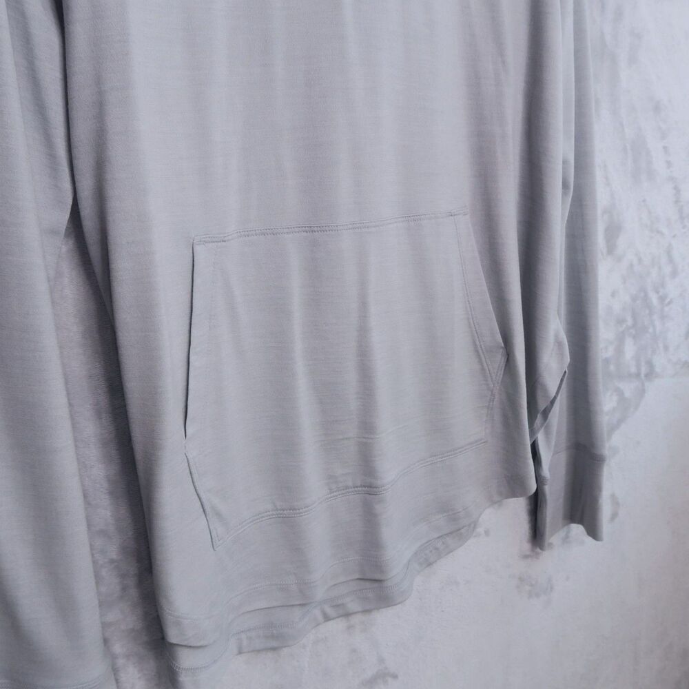 WOOL& WOOLAND Gray Trek Tunic Hoodie Size L Merino Wool Blend Outdoor Relaxed - Picture 7 of 8